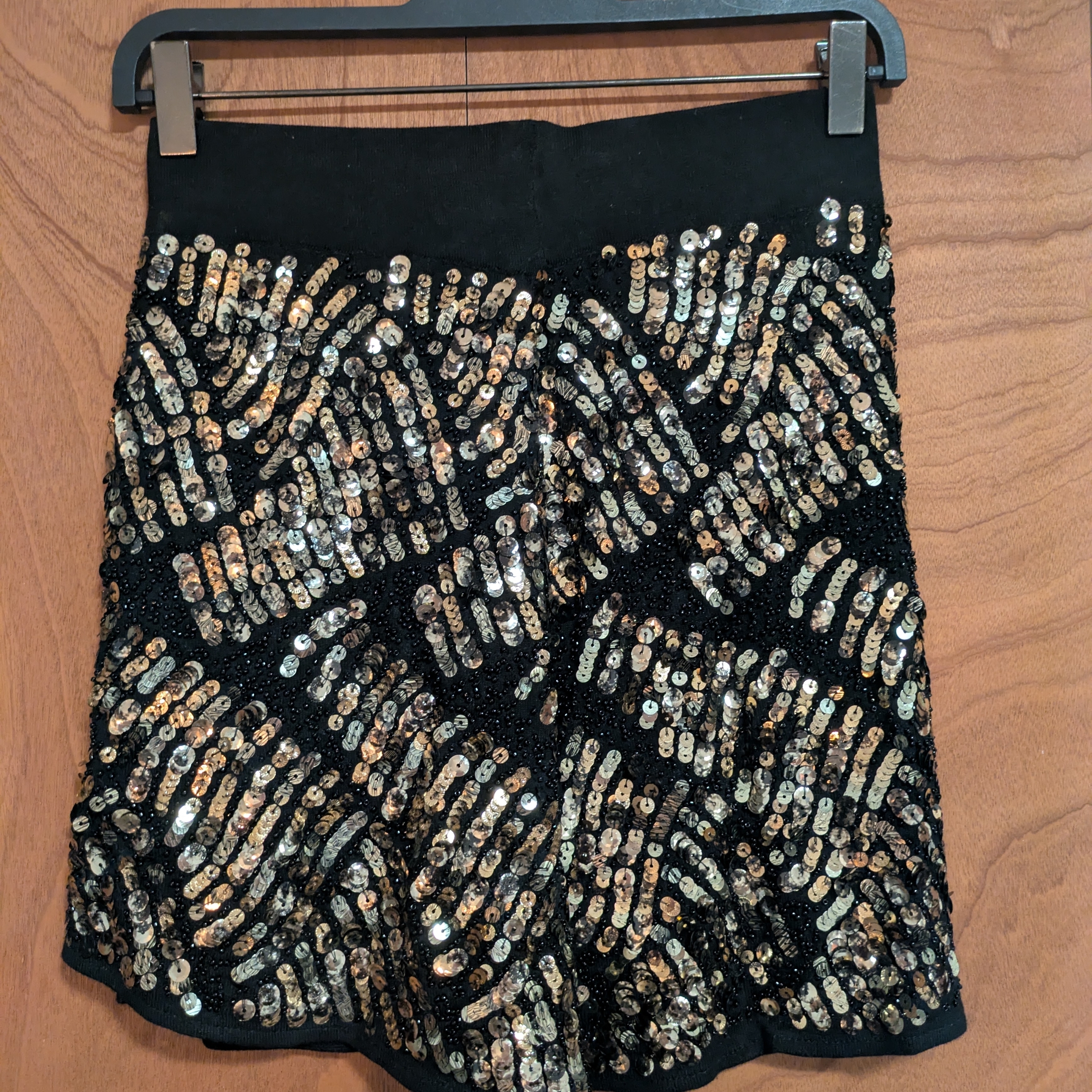 Sequin Embellished Black Skirt - Zara